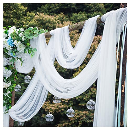 Egurs Tüllstoff Weiss 160cm Breite Tüll Deko Stoffe Weiß Chiffon Organza Stuhl Deko Hochzeit Dekostoff Transparent Querbehang Voile Vorhang für Hochzeit Party Geschenke Crafts Deko 160cm x 10 Meter von Egurs