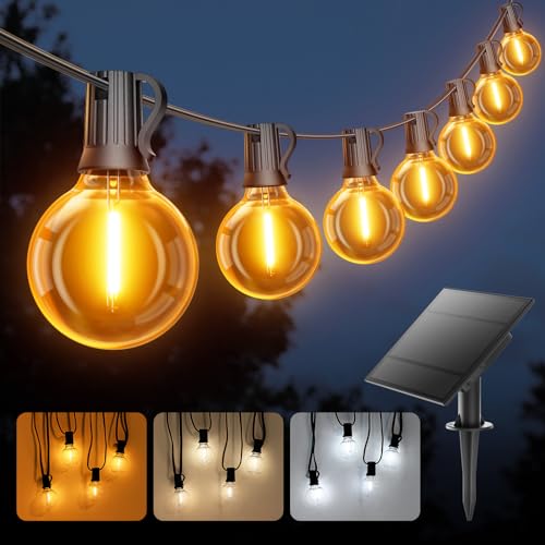 Ehaho 7.6M Lichterkette Außen Solar Dimmbar | Warmweiß Neutralweiß Kaltweiss | Solar Lichterkette Outdoor mit 20+3 Stk G40 Glühbirnen | IP65 Wasserdicht für Balkon Garten Party Terrasse Hof von Ehaho