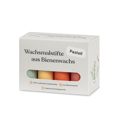 Ehrenkind® Wachsmalstifte aus Bienenwachs | 8er Pack Pastellfarben | 100% natürlich Buntstifte | Öko Stifte für Kleinkinder ab 1 Jahr | sicher in Lebensmittelqualität | Made in EU | Malstifte von Ehrenkind