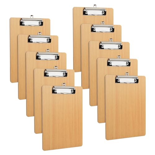 10 Stück Klemmbrett A5 Holz, Schreibbrett Pad Halter Clipboard, Klemmbrettmappe mit Aufhängeose und Metalklemme, Schreibbrett Klemmbrett für Schule Büro Restaurant (A5) von Ehuihuan