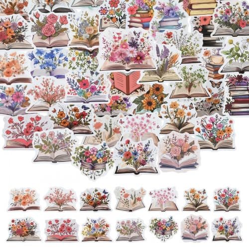 100 Stück Aesthetic Scrapbook Stickers - Blumenaufkleber für Scrapbooking, Sticker Fotoalbum und Journaling Zubehör, Wasserfeste Aufkleber für DIY Buch Sticker Dekoration von Ehuihuan