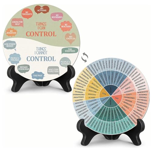 2 Stück Gefühlsrad mit Ständer, Emotionsrad-Diagramm, Buntes Gefühlsrad, Therapie Emotionen Rad, Mental Health Gefühlsrad, Feelings Wheel für Büro Dekor von Ehuihuan