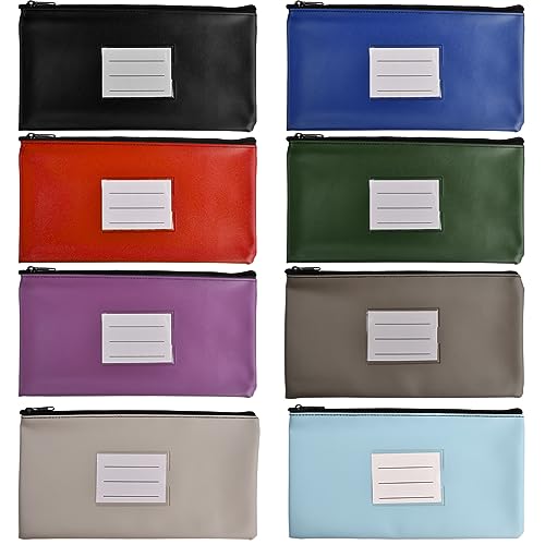 8 Pcs Dokumentenmappe A5, Geldtasche Banktasche Leder, Geldscheine Aufbewahrung, Geldscheintasche Klein mit Reißverschluss und Fenster, Dokumententasche Wasserdicht, Geldmappe Schule Business (Set A) von Ehuihuan