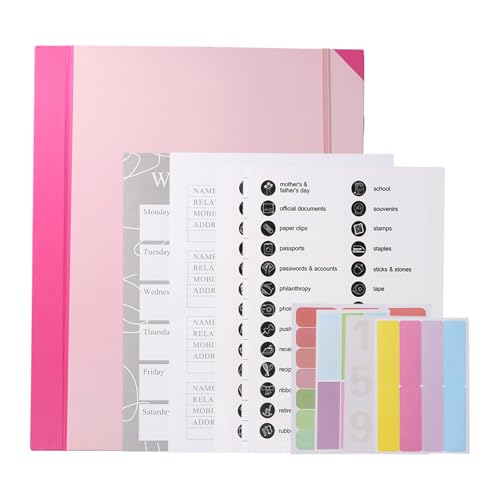 A4 Dokumenten-Organizer File Folder mit Etiketten, Document Storage Datei Organizer, 13 Fächern für Wichtige Dokumenten, Perfekt für Schule, Büro und Zuhause (Rosa) von Ehuihuan