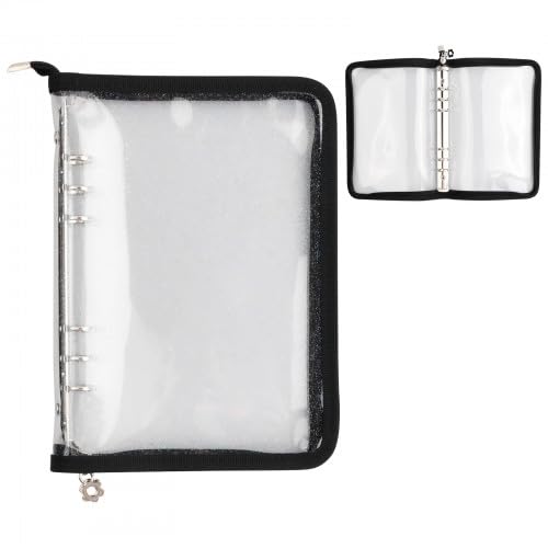 A5 Kpop Fotokartenhalter mit Reißverschluss, Fotokartenbinder mit Wasserdichten Taschen, Tragbarer PVC-Fotokartenhalter, 6-Ring Kpop Binder für Foto-Karten, Transparenter A5 Ringordner von Ehuihuan