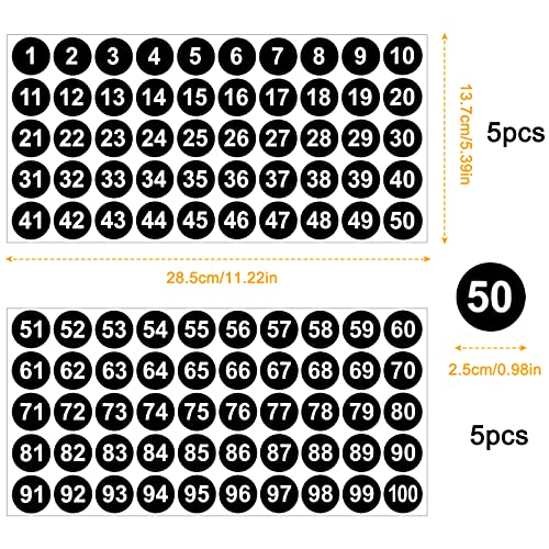 Ehuihuan Zahlen Aufkleber 20 Blatt - Selbstklebende Nummernschild Etiketten 1-100, Wetterfeste Sticker Zahlen Klein, 25mm Vinyl Zahlenaufkleber für Organisation und Inventar, Schwarz + Blau von Ehuihuan