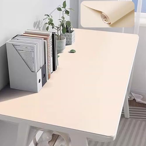 Eiauiuo Klebefolie für Tisch Möbelfolie Holzoptik Selbstklebende Tischdecke und Tapete Wasserdicht Tischfolie Tischschutz Dekofolie Kratzfeste Tischaufkleber Möbelaufkleber(Beige,80x200cm) von Eiauiuo