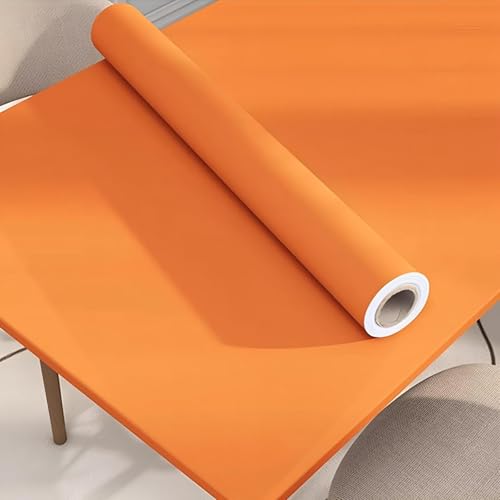 Eiauiuo Tisch Klebefolie Selbstklebende Tapete Wasserdicht Möbelfolie Selbstklebend PVC Tischaufkleber Möbelaufkleber Tischschutzfolie Dekofolie für Möbel Wände(Orange Farbe,120x300cm(WxL)) von Eiauiuo