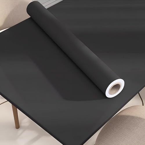 Eiauiuo Tisch Klebefolie Selbstklebende Tapete Wasserdicht Möbelfolie Selbstklebend PVC Tischaufkleber Möbelaufkleber Tischschutzfolie Dekofolie für Möbel Wände(Schwarz,120x300cm(WxL)) von Eiauiuo