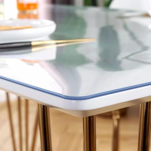 Eiauiuo Tischfolie Table Protector Tischdecke Tischschutzfolie Tischmatte PVC Transparent mit Abgerundete Ecken für Rechteckiger Schutztisch Wasserdicht Abwaschbar Kratzfeste Hitzebeständig Tischfolie von Eiauiuo