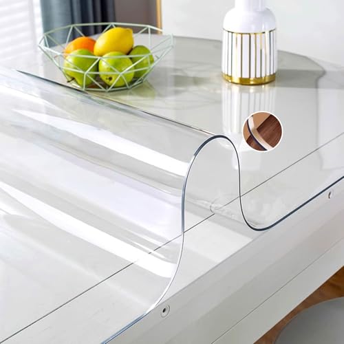 Eiauiuo Tischfolie Transparent Tischdecke PVC Tischschutzfolie 1.5mm 2mm Durchsichtig Plastik Tischdecke Wasserdicht Abwaschbar Tischmatte Schutzdecke Glasklar Folie Kratzfeste & Hitzebeständig Küchen von Eiauiuo