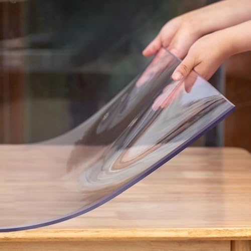 Eiauiuo Transparent Folie für Tisch Tischdecken Glasklar Folie Durchsichtige Tischschutz Folie mit Abgerundete Ecken PVC Tischunterlage Schutzdecke Wasserdicht Abwaschbar Größe Anpassbar Dicke 2mm 3mm von Eiauiuo