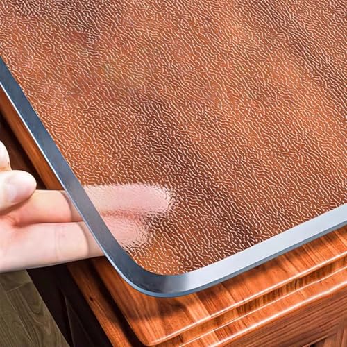 Eiauiuo Transparente Tischfolie Abwaschbar Tischschutzfolie Tischdecken Einseitig Mattiert Keine Blasenbildung 1.6mm/2mm PVC Glasklar Folie Tischmatte Fettdicht & Wasserdichte Esstisch Table Protector von Eiauiuo