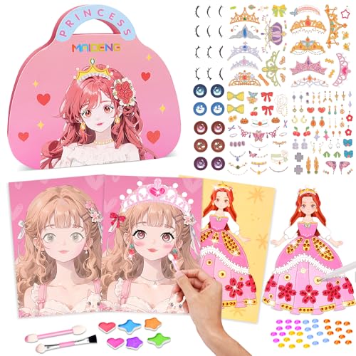 Geschenk Mädchen 4 5 6 7 8 9 Jahre: Basteln Mädchen 8-9-10-6-5 Jahre Diamond Painting Bastelset Kinder ab 4-10 Jahre Make-up Stickerbuch Geschenke für Mädchen Prinzessin Spielzeug ab 5-8 Jahre von Eichhoo