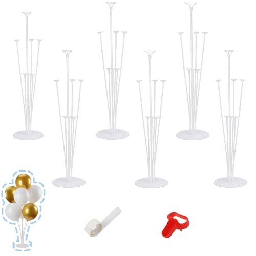 6 Sets Ballonstangenständer Basis Stützhalter 70 cm Höhe wiederverwendbar klar Tischballonständer Kit Set Geburtstag Party Abschlussfeier Hochzeit Festival Luftballons Dekorationen von Eidoct