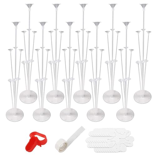 Ballonständer-Kits, wiederverwendbar, transparent, für Tisch, 70 cm Höhe, Tischballon-Mittelstück-Ständer für Geburtstagsparty, Abschlussfeier, Hochzeit, Festival, Ballon-Dekorationen, 10 Stück von Eidoct