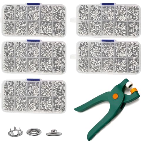 Eiflayn Druckknöpfe,500 Sets Druckknöpfe Set mit 9.5 mm Zange,Hohle Buttons Nähzubehör,Druckknöpfe Ohne Nähen,Rostfreie Stähle Druckknöpfe,Geeignet zum Nähen,Kleidung,Taschen,Handtaschen von Eiflayn