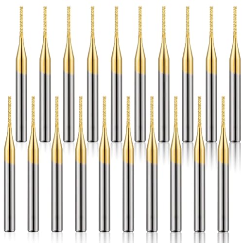 Eighosee 20 Stück 1/8 1 mm Schaftfräser Titanbeschichtung Hartmetall-Gravierfräser CNC-Fräser für Leiterplattenmaschinen von Eighosee