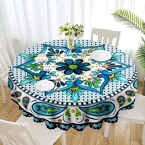 Eikione Küchentischdecke, 178 cm, rund, Boho-Tischdecken, Polyester-Tischdecke für Party, Restaurant, Bankett, Esszimmer, Buffet, Picknick, Dekorationen von Eikione