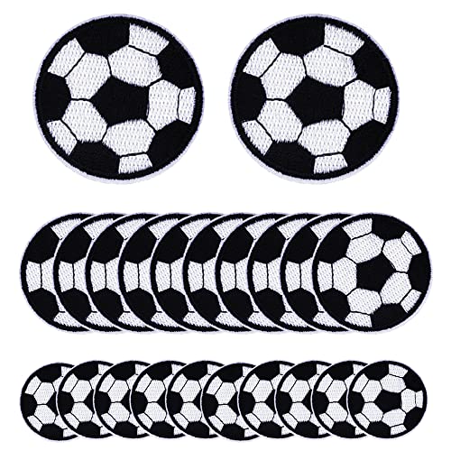 22 Stück fußball Aufnäher für Kinder, Fußball Bügeln auf Patch, Patches Zum Aufbügeln, BüGel Patch Aufnäher Set, Aufnäher mit Fußballmotiv für Jeans Rucksäcken Hut Kleider Hosen Dekoration von Ein Herz