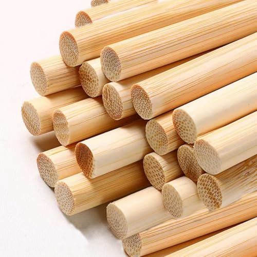 60Pcs Holz Dowel Rods 0,6 x 30cm Holz Sticks für Handwerk, Vorgeschnittene Holz Rod Sticks Natürliche Holz Dowels für Handwerk und DIY Projekte, Kuchen Dowels Hartholz Handwerk Dowel Rods von EinNana