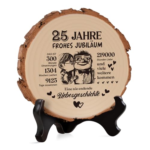 Silberhochzeit Geschenk, Geschenke zur Silberhochzeit - Holzplakette 25 Hochzeitstag Geschenk für Sie Ihn Freunde, Silberhochzeit Geschenkideen, Silberhochzeit Deko, Geschenk Zum 25 Hochzeitstag von Einanmut