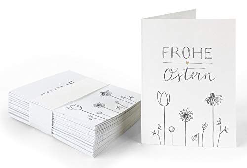 25 Geschenkanhänger - Frohe Ostern - Ostergrüße in Weiß mit Blumen, originelle Mini Osterkarten zum Ostergeschenke Beschriften, edel exklusiv individuell, A7 Recyclingpapier Klappkarten 25 Geschenkanhänger - Frohe Ostern - Ostergrüße in Weiß mit Blumen, originelle Mini Osterkarten zum Ostergeschenke Beschriften, edel exklusiv individuell, A7 Recyclingpapier Klappkarten von Eine der Guten