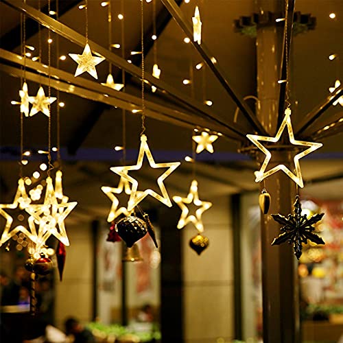 Einfeben LED Lichtervorhang, Warmweiß Sterne Lichterkette, LED Star Fairy Lichterketten, Innen Außen Weihnachtsdeko Christmas, 138 LEDs, für Zimmer, Kinderzimmer, Party, Weihnachten,Hochzeit von Einfeben