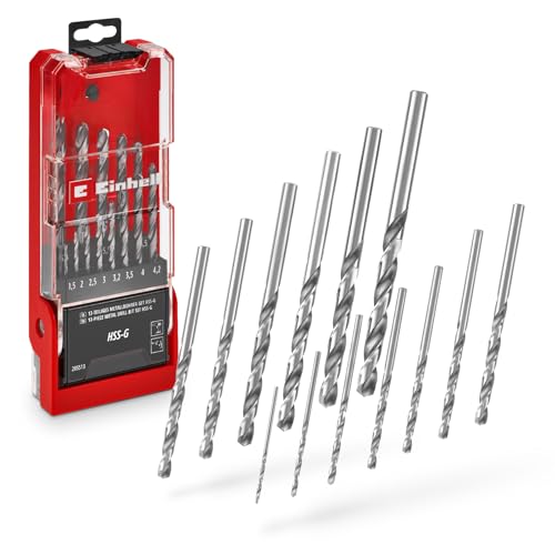 Original Einhell 13-tlg. HSS-G Metallbohrer-Set (HSS 4241 Stahl, hochglanzpoliert, 135°-Split-Point-Spitze, gefräste Typ N Spirale, Rundschaft inkl. Aufbewahrungskassette) von Einhell Accessories