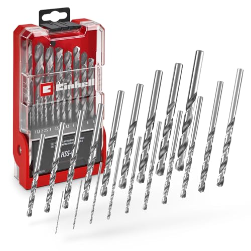 Original Einhell 19-tlg. HSS-G Metallbohrer-Set (HSS 4241 Stahl, hochglanzpoliert, 135°-Split-Point-Spitze, gefräste Typ N Spirale, Rundschaft inkl. Aufbewahrungskassette) von Einhell Accessories