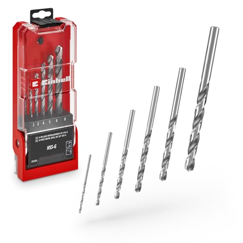 Original Einhell 6-tlg. HSS-G Metallbohrer-Set (HSS 4241 Stahl, hochglanzpoliert, 135°-Split-Point-Spitze, gefräste Typ N Spirale, Rundschaft inkl. Aufbewahrungskassette) von Einhell Accessories