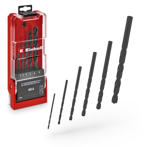 Original Einhell 6-tlg. HSS-R Metallbohrer-Set (HSS 4241 Stahl, schwarz brüniert, 135°-Bohrspitze, rollgewalzte Typ N Spirale, Rundschaft inkl. Aufbewahrungskassette) von Einhell Accessories