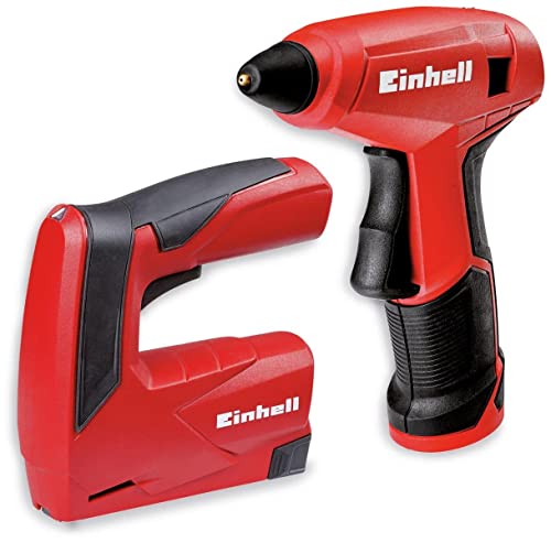 Einhell Bastel Set TC-TK 3,6 Li (Lithium-Ionen, 3,6 V, Tacker, Heißklebepistole, inkl. Ladegerät, inkl. 1000 Klammern, inkl. 28 Heißklebestifte) von Einhell