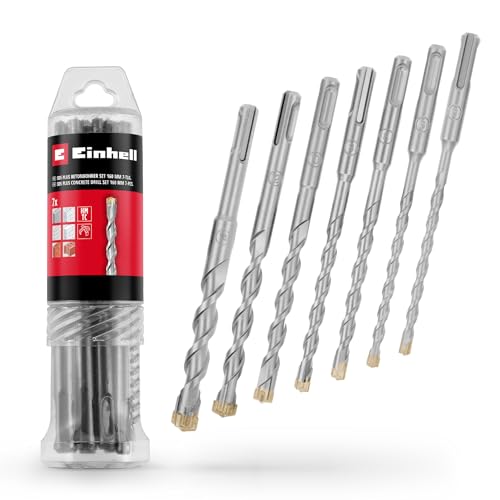 Original Einhell 7-tlg. SDS Plus Hammerbohrer-Set, 160 mm (aus 40Cr Werkzeugstahl mit vierschneidiger Hartmetallplatte, Zentrierspitze, für Renovierungs- oder betonbezogene Befestigungsarbeiten) von Einhell Accessories