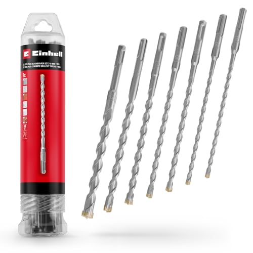 Original Einhell 7-tlg. SDS Plus Hammerbohrer-Set, 210 mm (aus 40Cr Werkzeugstahl mit vierschneidiger Hartmetallplatte, Zentrierspitze, für Renovierungs- oder betonbezogene Befestigungsarbeiten) von Einhell