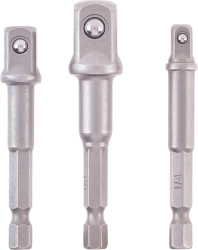 Original Einhell Adapter-Set, 3-tlg., 65/72 mm, 1/4” / 3/8” / 1/2” (Chrom Vanadium, hohe Verschleißfestigkeit, E 6.3 Schaft) von Einhell