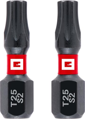 Original Einhell Impact-Bits, 2-tlg., 25 mm, T25 (S2-Stahl, Torsionszone, effiziente Kraftübertragung, roter Farbring, C 6.3 Schaft) von Einhell Accessories