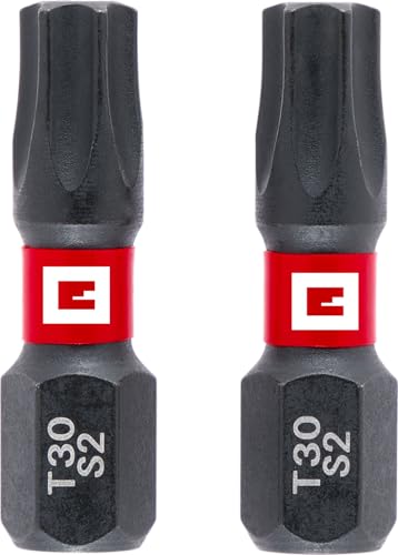 Original Einhell Impact-Bits, 2-tlg., 25 mm, T30 (S2-Stahl, Torsionszone, effiziente Kraftübertragung, roter Farbring, C 6.3 Schaft) von Einhell Accessories