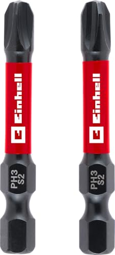 Original Einhell Impact-Bits, 2-tlg., 50 mm, PH3 (S2-Stahl, Torsionszone, effiziente Kraftübertragung, roter Farbring, C 6.3 Schaft) von Einhell Accessories