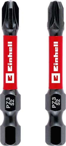 Original Einhell Impact-Bits, 2-tlg., 50 mm, PZ3 (S2-Stahl, Torsionszone, effiziente Kraftübertragung, roter Farbring, C 6.3 Schaft) von Einhell Accessories