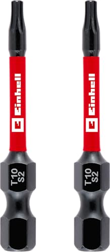 Original Einhell Impact-Bits, 2-tlg., 50 mm, T10 (S2-Stahl, Torsionszone, effiziente Kraftübertragung, roter Farbring, C 6.3 Schaft) von Einhell