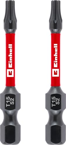 Original Einhell Impact-Bits, 2-tlg., 50 mm, T15 (S2-Stahl, Torsionszone, effiziente Kraftübertragung, roter Farbring, C 6.3 Schaft) von Einhell Accessories