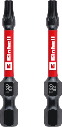 Original Einhell Impact-Bits, 2-tlg., 50 mm, T20 (S2-Stahl, Torsionszone, effiziente Kraftübertragung, roter Farbring, C 6.3 Schaft) von Einhell