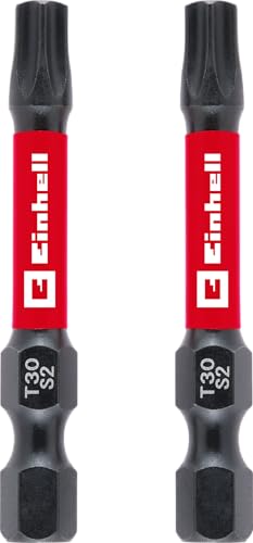 Original Einhell Impact-Bits, 2-tlg., 50 mm, T30 (S2-Stahl, Torsionszone, effiziente Kraftübertragung, roter Farbring, C 6.3 Schaft) von Einhell