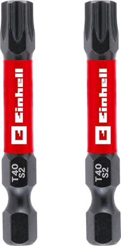 Original Einhell Impact-Bits, 2-tlg., 50 mm, T40 (S2-Stahl, Torsionszone, effiziente Kraftübertragung, roter Farbring, C 6.3 Schaft) von Einhell