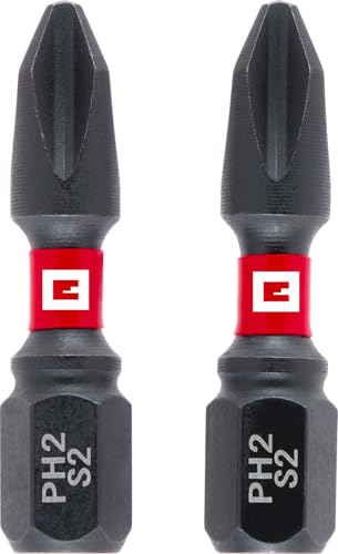 Original Einhell Impact-Bits mit Doppel-Torsion, 2-tlg., 30 mm, PH2 (S2-Stahl, hohe Langlebigkeit, doppelter Torsionseffekt, roter Farbring, C 6.3 Schaft) von Einhell