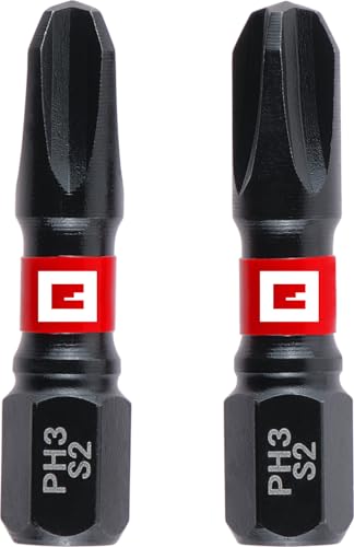 Original Einhell Impact-Bits mit Doppel-Torsion, 2-tlg., 30 mm, PH3 (S2-Stahl, hohe Langlebigkeit, doppelter Torsionseffekt, roter Farbring, C 6.3 Schaft) von Einhell Accessories