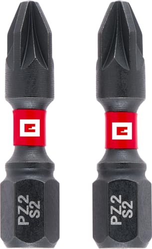 Original Einhell Impact-Bits mit Doppel-Torsion, 2-tlg., 30 mm, PZ2 (S2-Stahl, hohe Langlebigkeit, doppelter Torsionseffekt, roter Farbring, C 6.3 Schaft) von Einhell Accessories