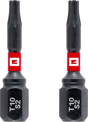 Original Einhell Impact-Bits mit Doppel-Torsion, 2-tlg., 30 mm, T10 (S2-Stahl, hohe Langlebigkeit, doppelter Torsionseffekt, roter Farbring, C 6.3 Schaft) von Einhell