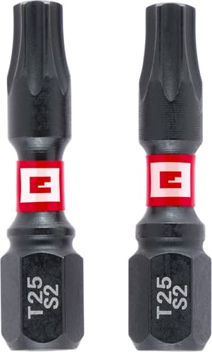 Original Einhell Impact-Bits mit Doppel-Torsion, 2-tlg., 30 mm, T25 (S2-Stahl, hohe Langlebigkeit, doppelter Torsionseffekt, roter Farbring, C 6.3 Schaft) von Einhell